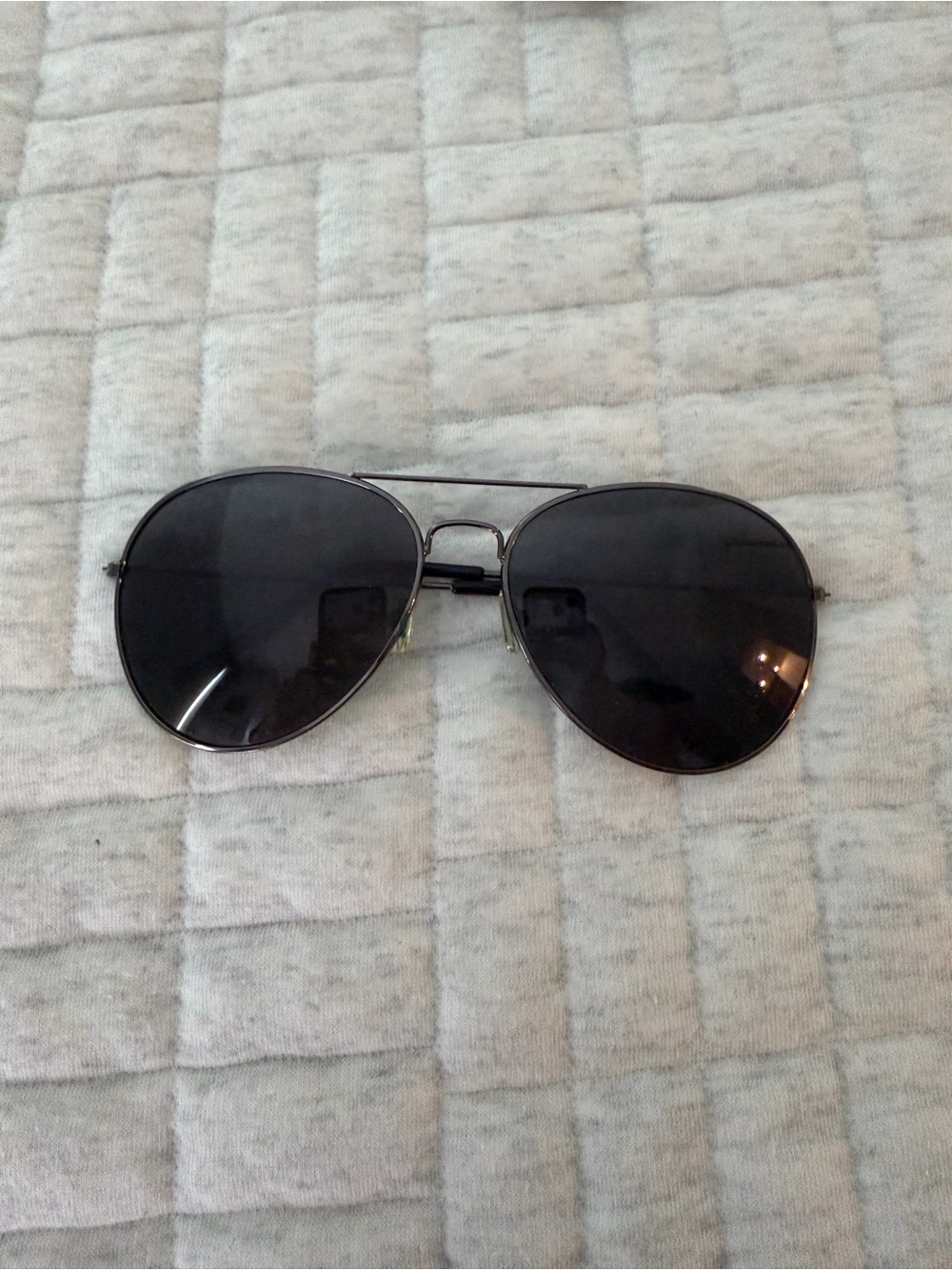Aviator Style Sunglasses - Black Lenses, Silver Frame